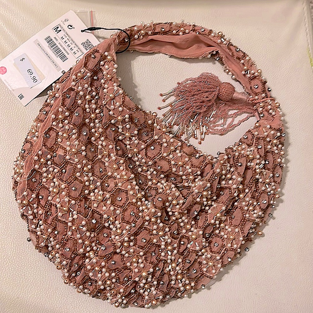 Zara Pink beaded summer purse